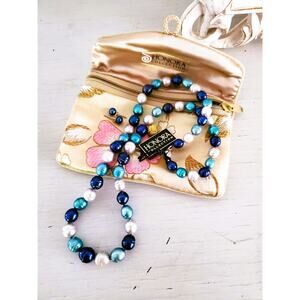Honora Cultured Pearl Ocean Blue Necklace with Earrings